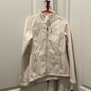 CREAM NORTH FACE HARD SHELL COAT